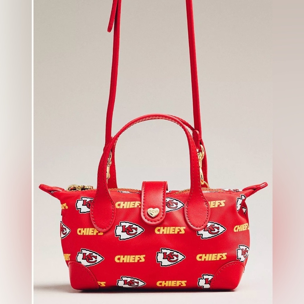 Anthropologie Stoney Clover Lane Chiefs Pouchette Crossbody Bag Red - Picture 3 of 3
